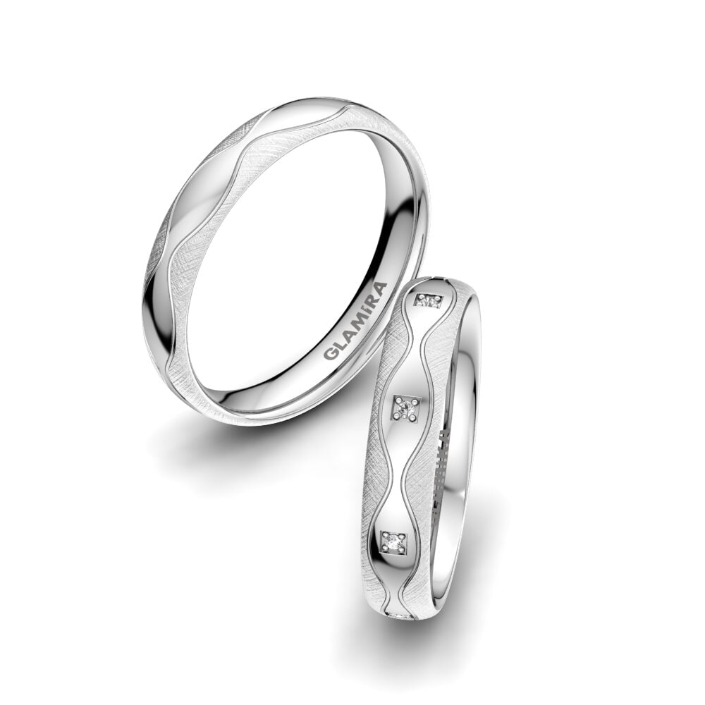 950 Palladium White sapphire Wedding Ring Alluring Flame 4 mm