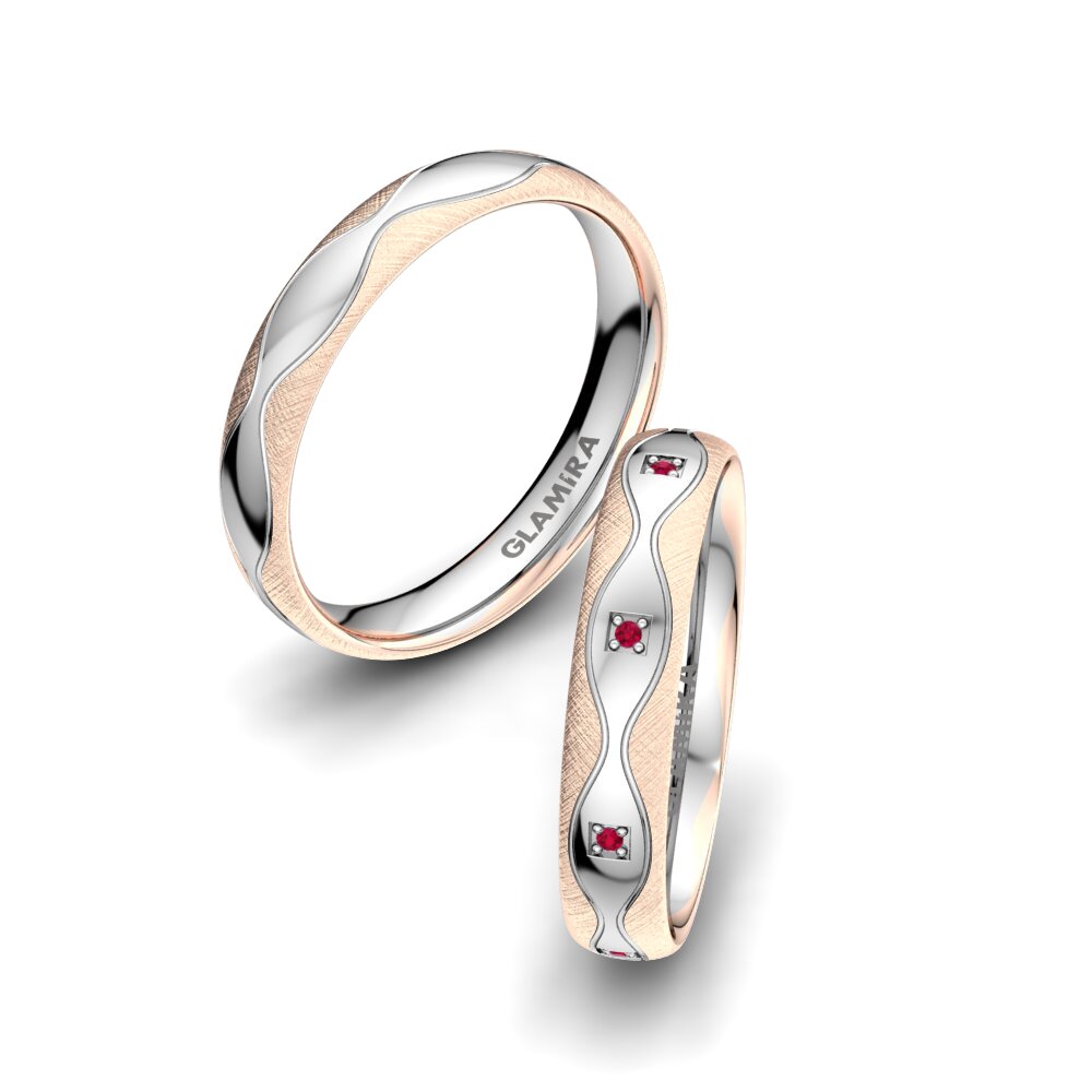 18K Rood & Wit Goud Robijn Trouwring Alluring Flame 4 mm