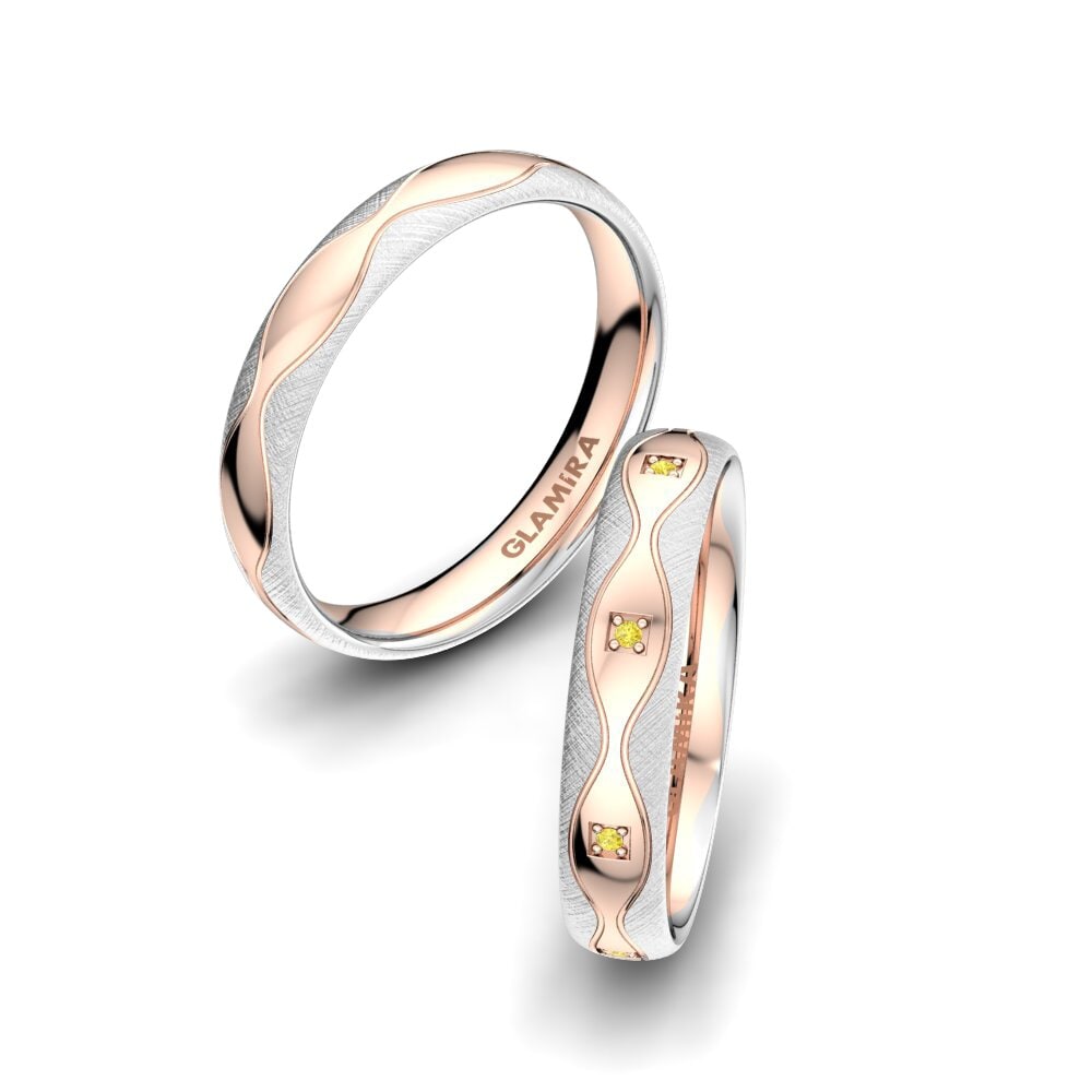 white_red-375 Safira Amarela Anel de Casamento Alluring Flame 4 mm