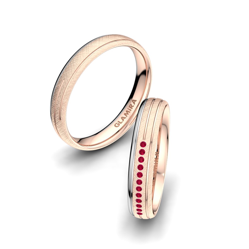 18K Rood & Wit Goud Robijn Trouwring Alluring Line 4 mm