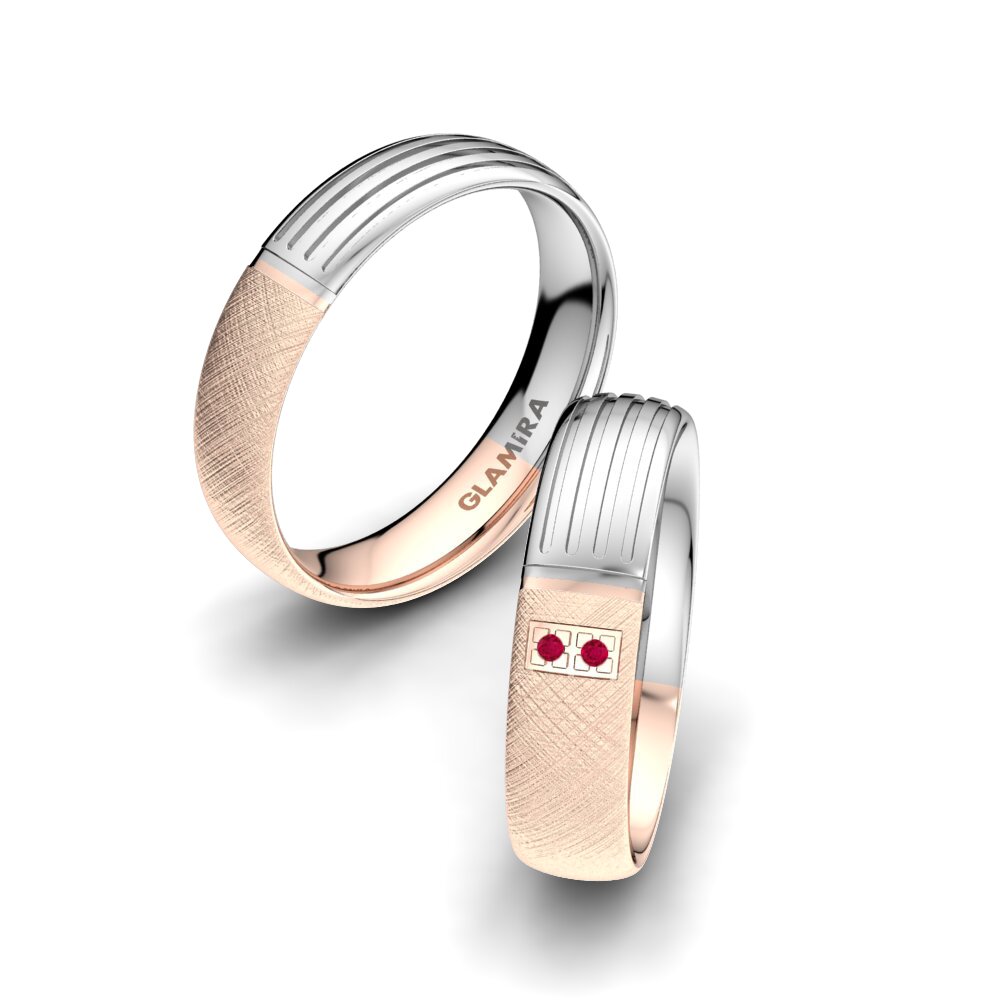 18K Rood & Wit Goud Robijn Trouwring Alluring Safety 5 mm