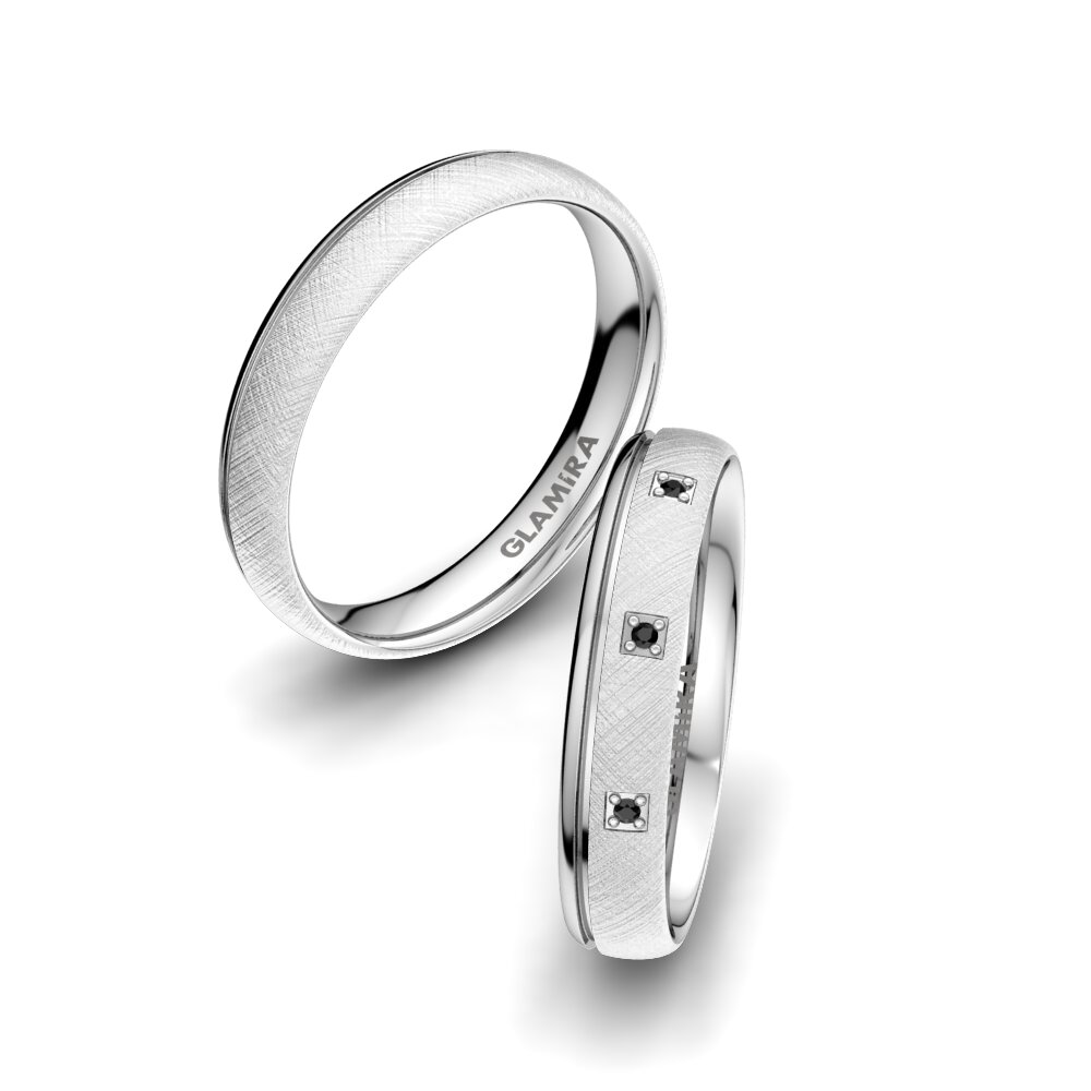 18K Wit Goud Zwarte Saffier Trouwring Pretty Tale 4 mm