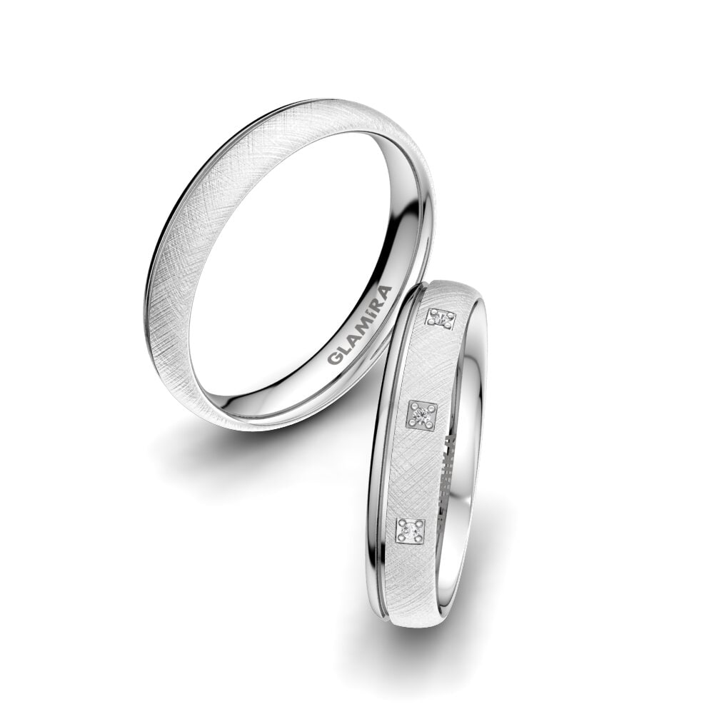 950 Palladium White sapphire Wedding Ring Pretty Tale 4 mm