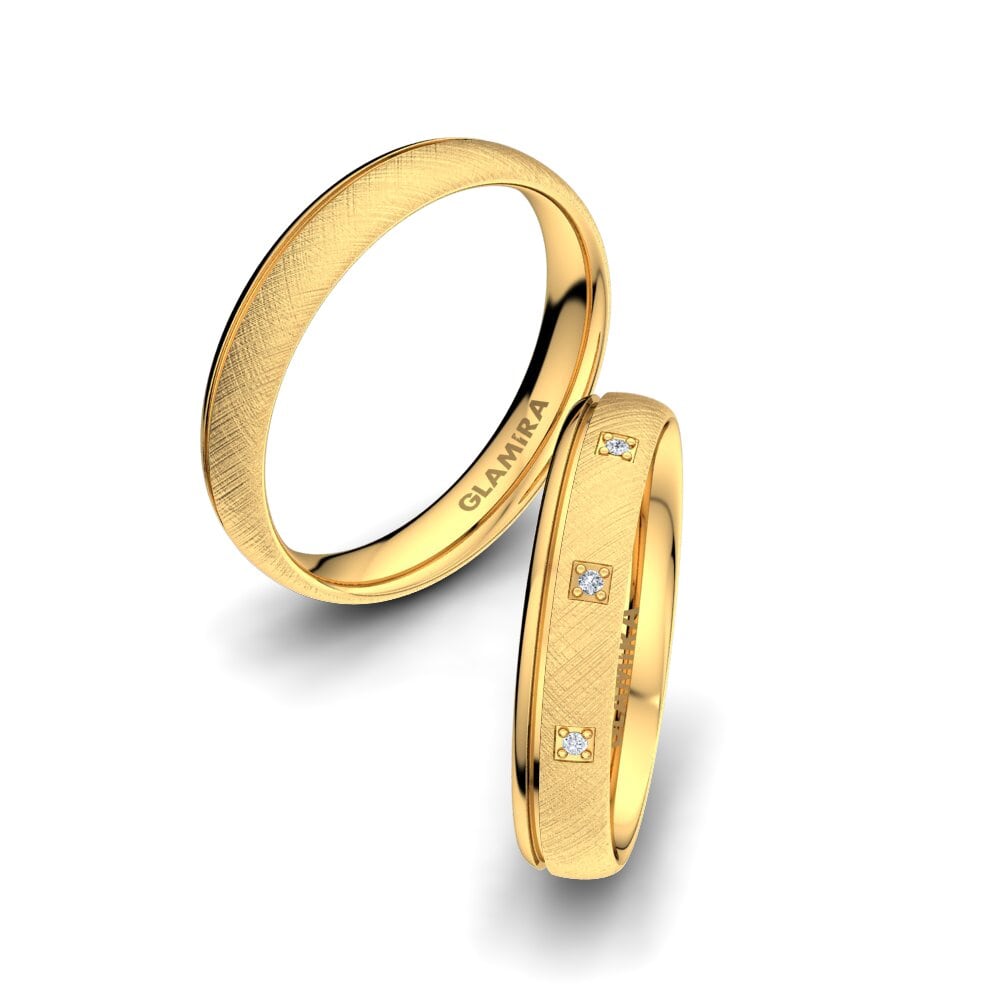 Żółte Złoto 585 Diament Laboratoryjny Obrączka ślubna Pretty Tale 4 mm