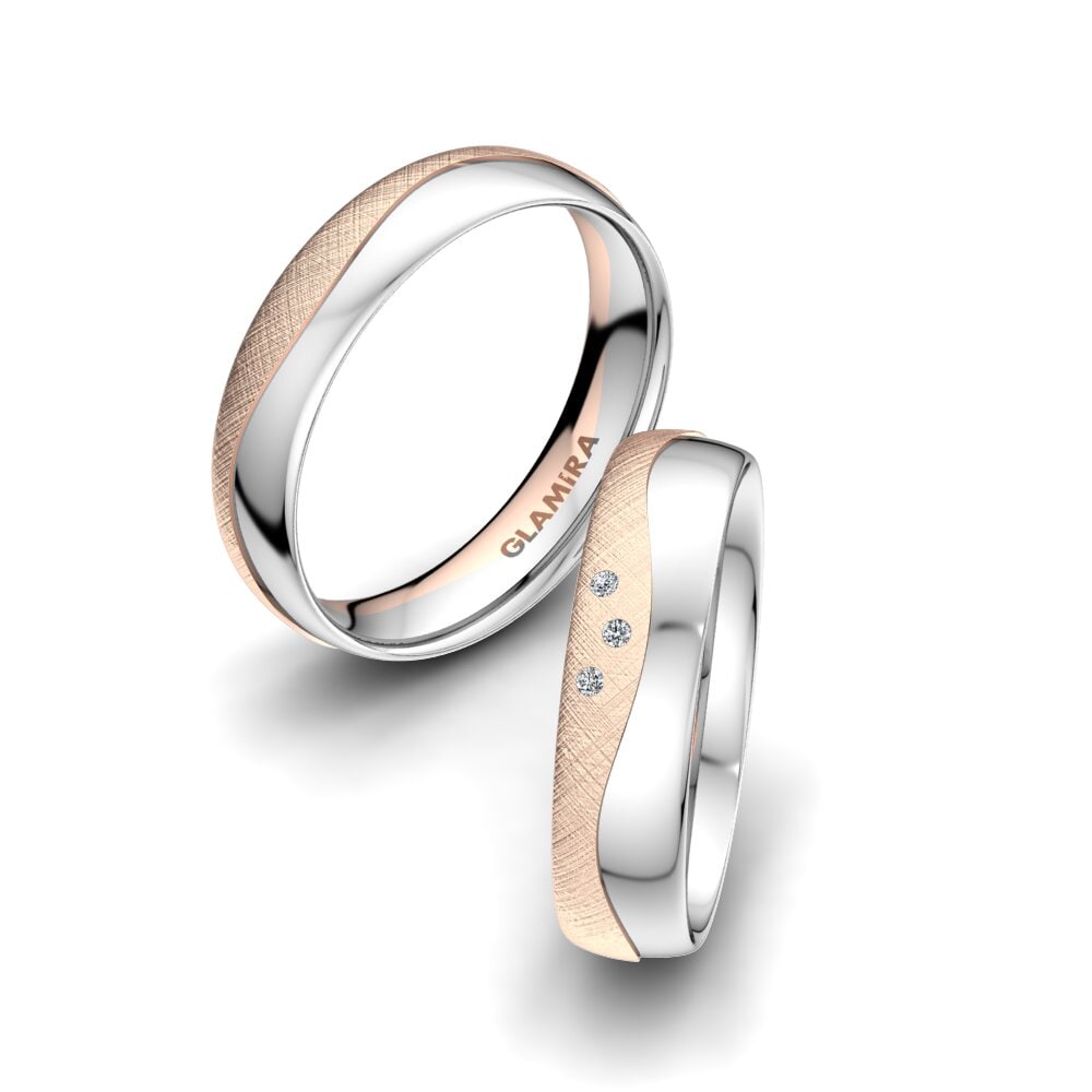 Or Rose& Blanc 18k Zircone Bague de Mariage Sensual Division 5 mm