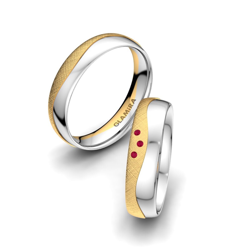 9k Oro Amarillo & Blanco Rubí Anillo de boda Sensual Division 5 mm