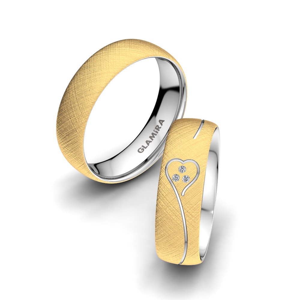 18k Yellow & White Gold Wedding Ring Amazing Mixture 6 mm