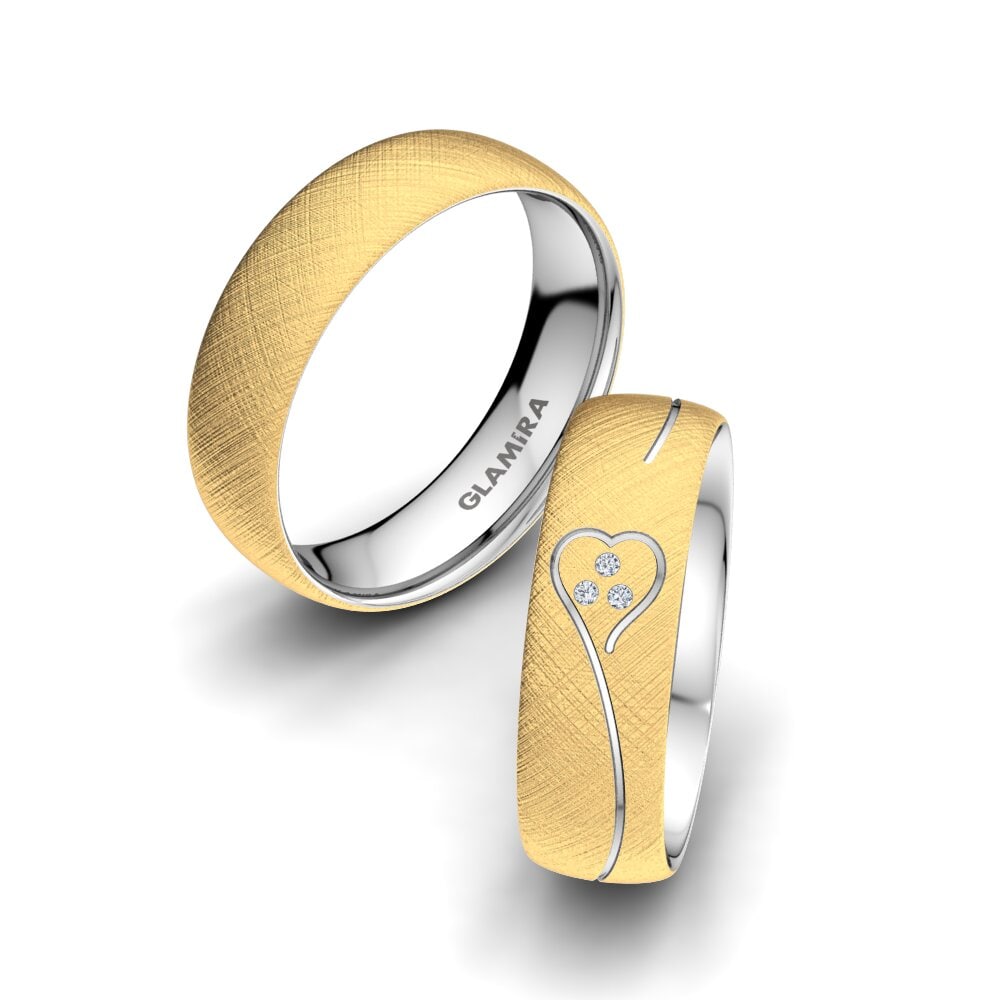 Or Jaune & Blanc 14k Diamant De Synthèse Bague de Mariage Amazing Mixture 6 mm