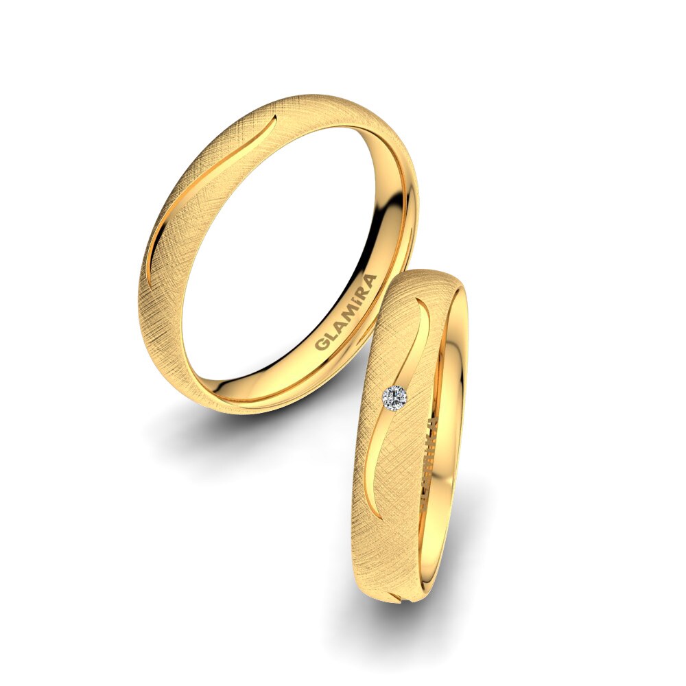 Twinset Wedding Rings Triple Effect 4 mm 585 Yellow Gold Zirconia