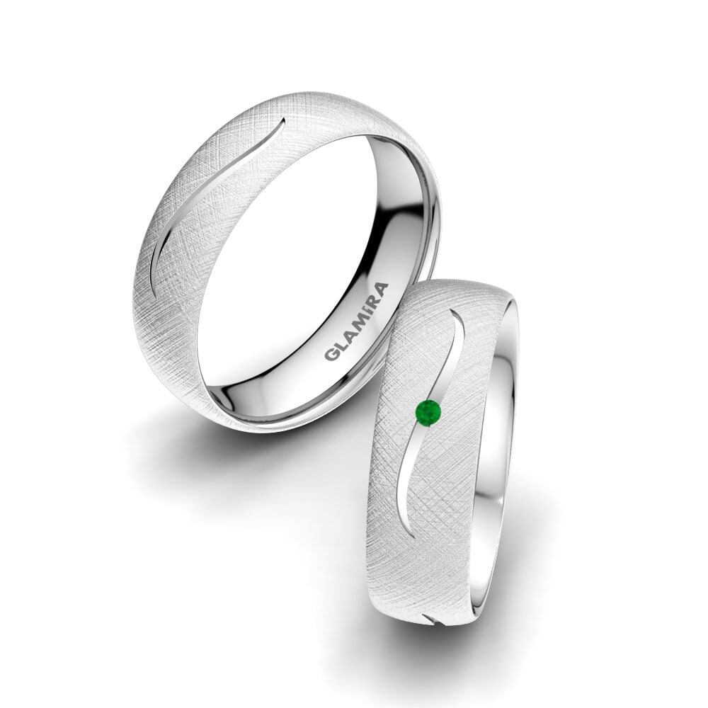Emerald Wedding Ring Triple Effect 6 mm