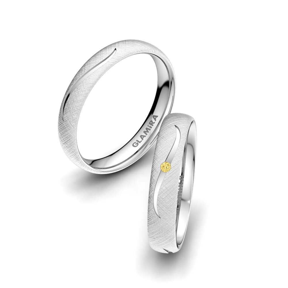 Diamante Amarillo Anillo de boda Triple Effect 4 mm