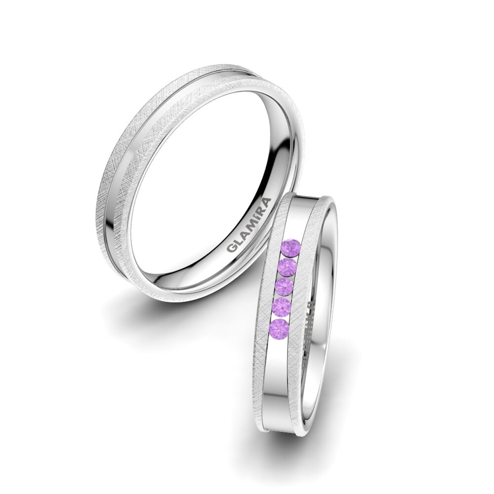 Amethyst Wedding Ring Attractive Light 4 mm