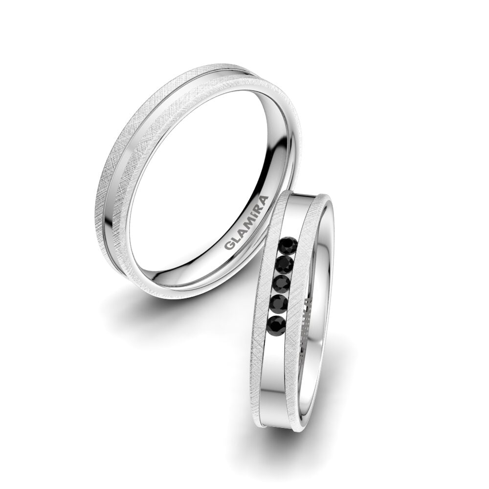 Diamante Negro Anillo de boda Attractive Light 4 mm