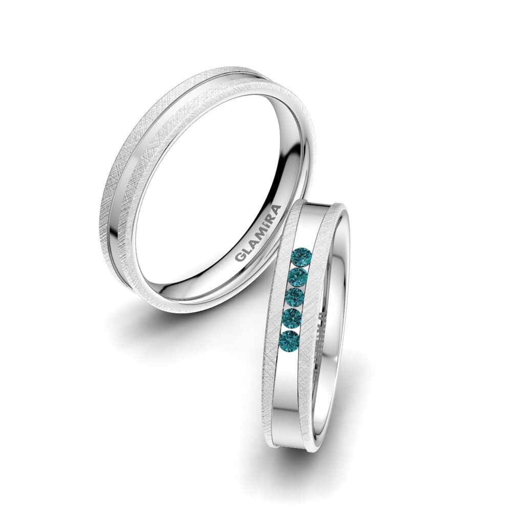 Diamante Azul Anillo de boda Attractive Light 4 mm