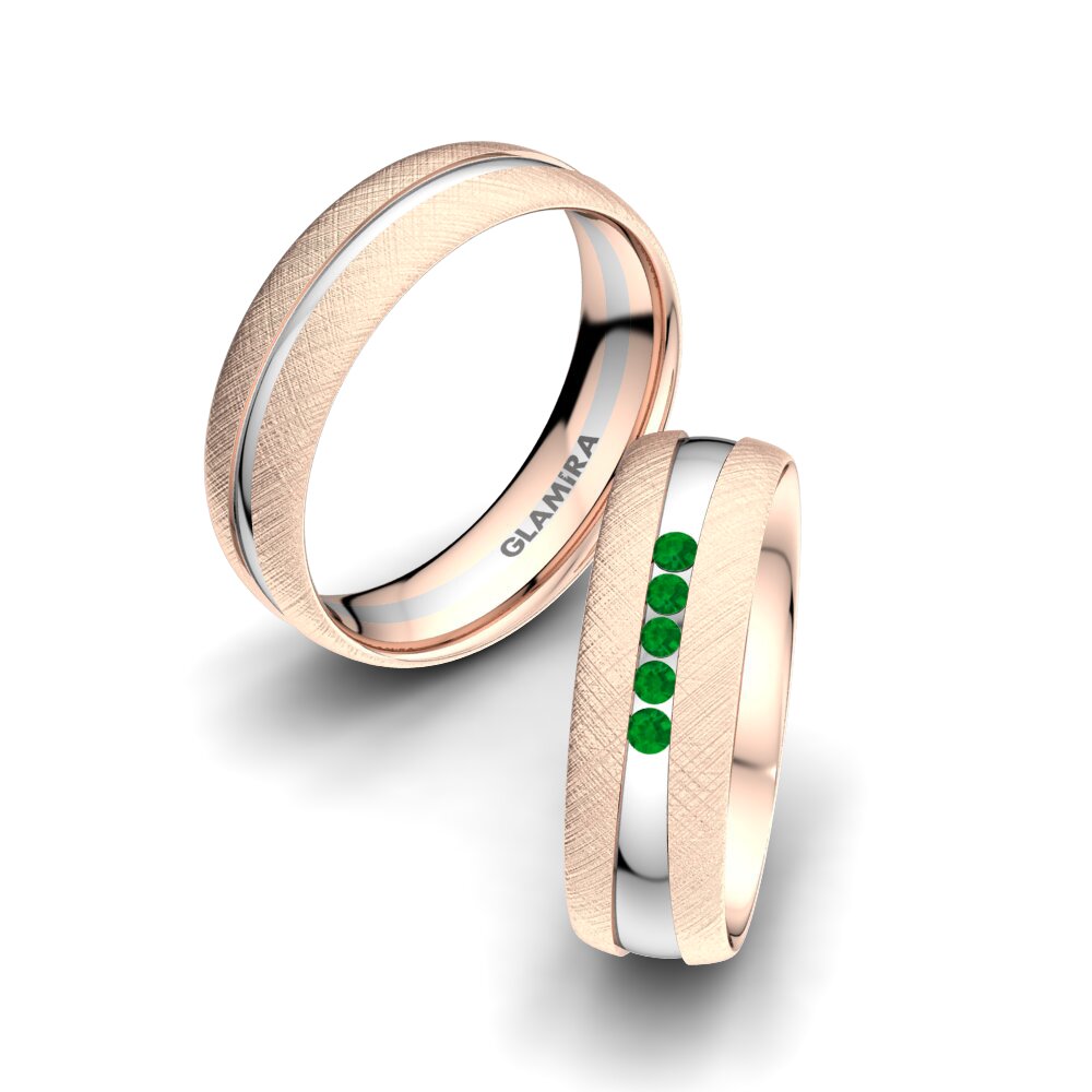 9k Oro Rosa & Blanco Esmeralda Anillo de boda Attractive Light 6 mm