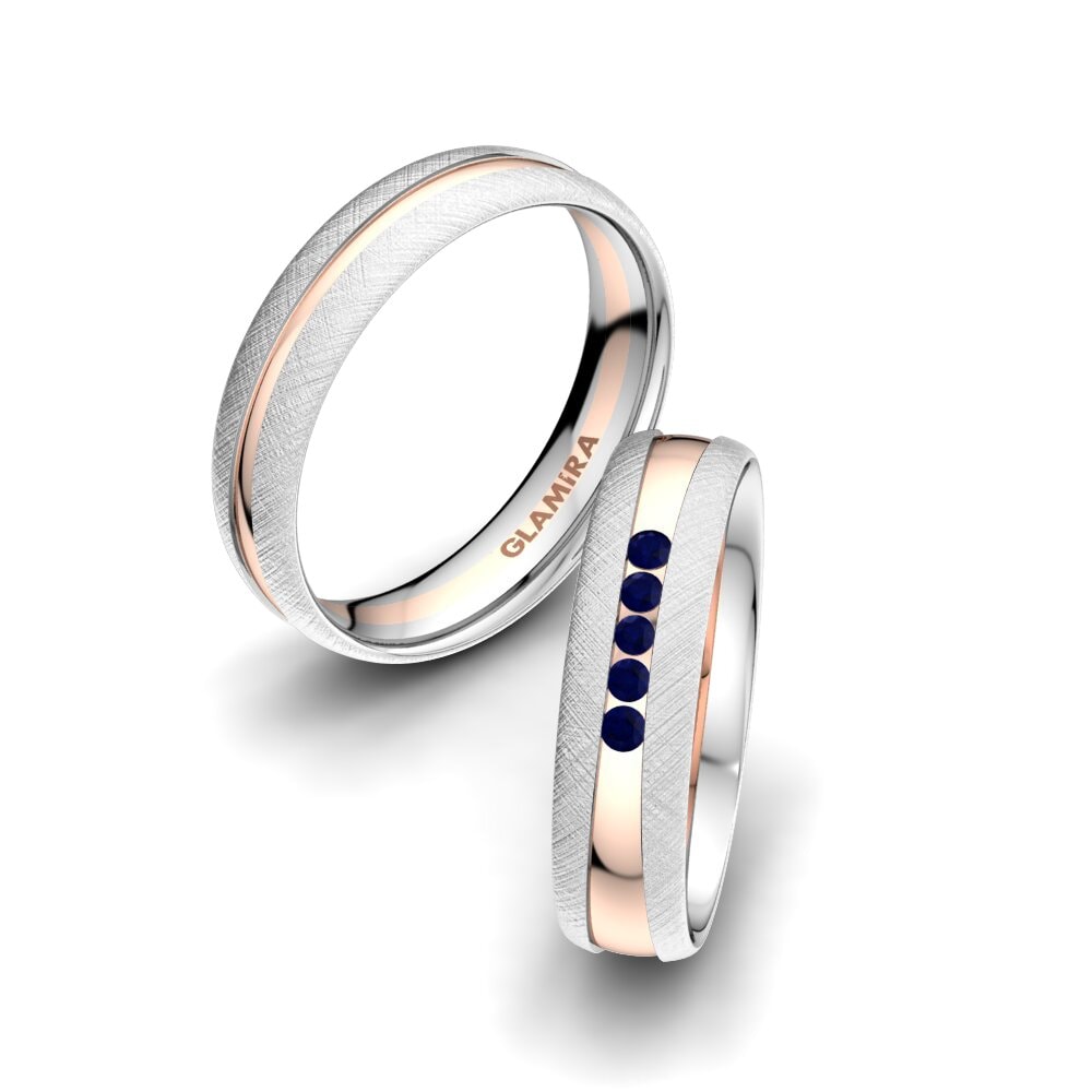 9k Oro Blanco & Rosa Zafiro Anillo de boda Attractive Light 5 mm