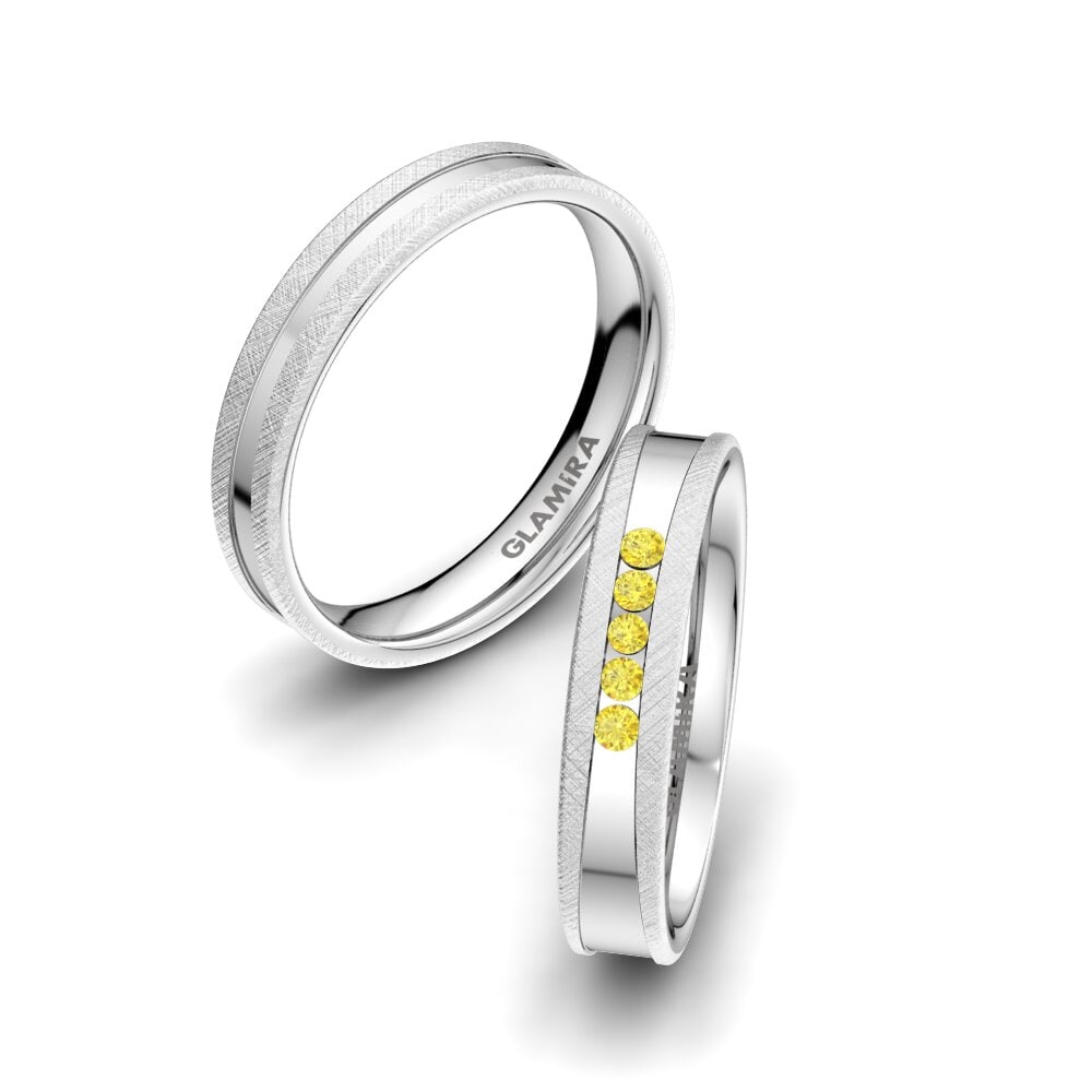 Yellow Sapphire Wedding Ring Attractive Light 4 mm