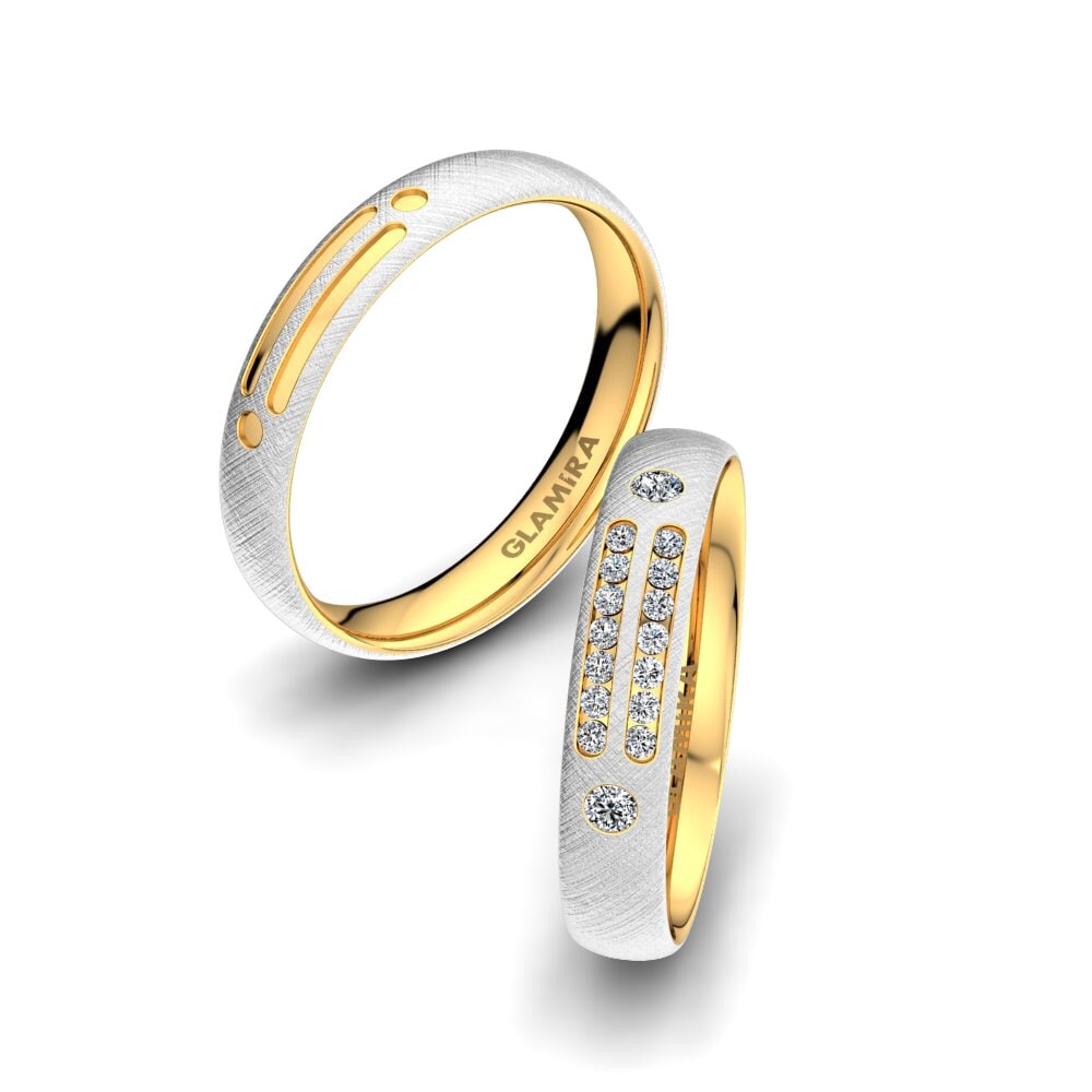14K Wit & Geel Goud Trouwring Attractive Glaze 4 mm