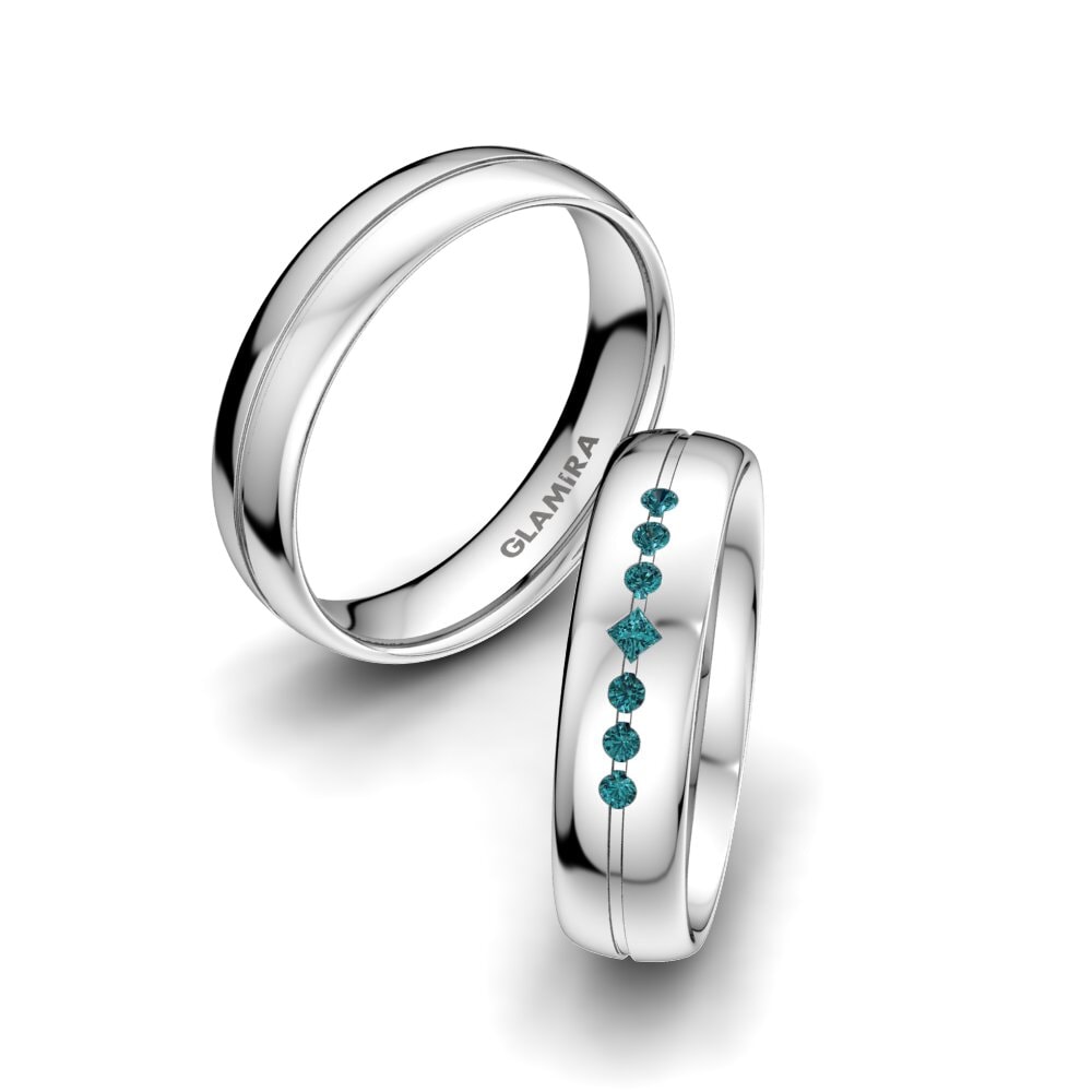 Blue Diamond Wedding Ring Authentic Line 5 mm