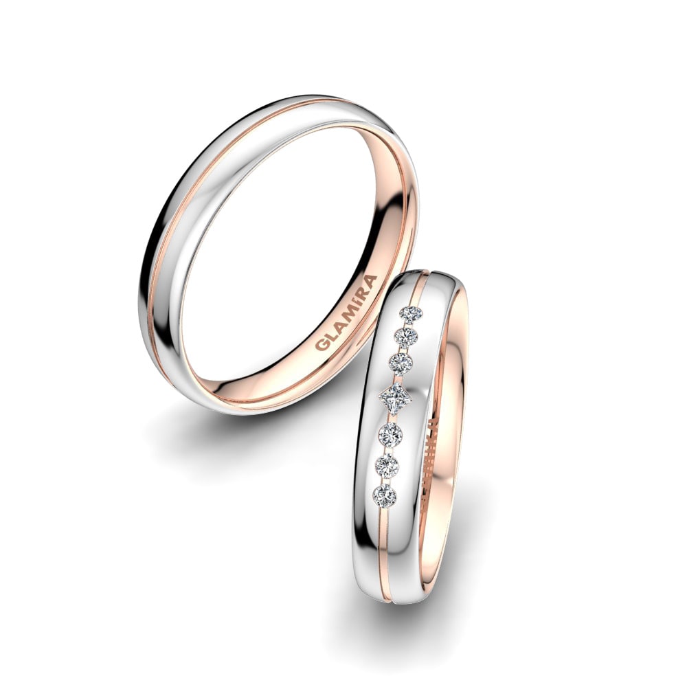 Twinset Wedding Rings Authentic Line 4 mm 585 White & Rose Gold Zirconia