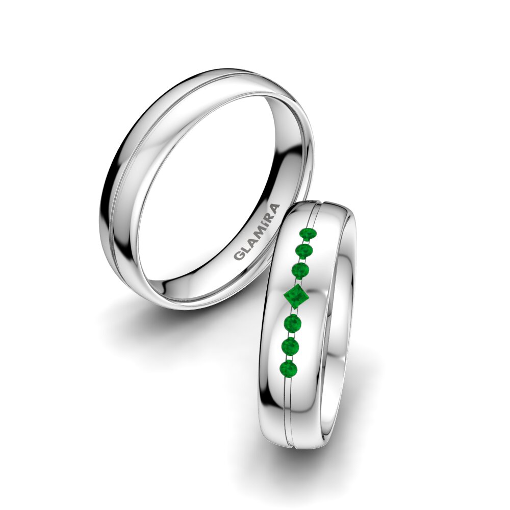 Emerald Wedding Ring Authentic Line 5 mm