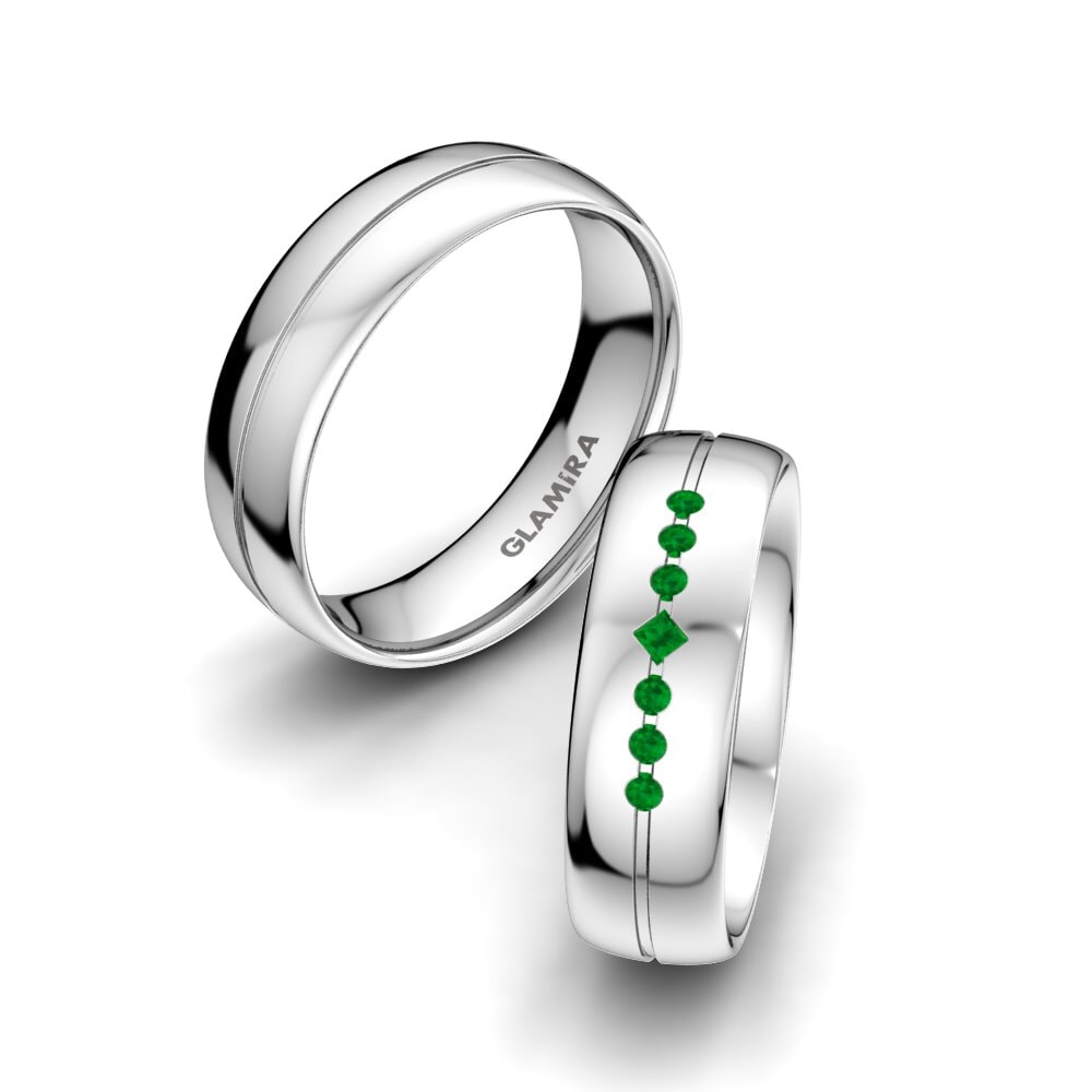 Emerald Wedding Ring Authentic Line 6 mm