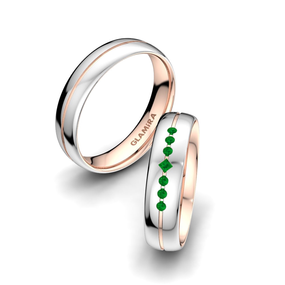 Emerald Wedding Ring Authentic Line 5 mm