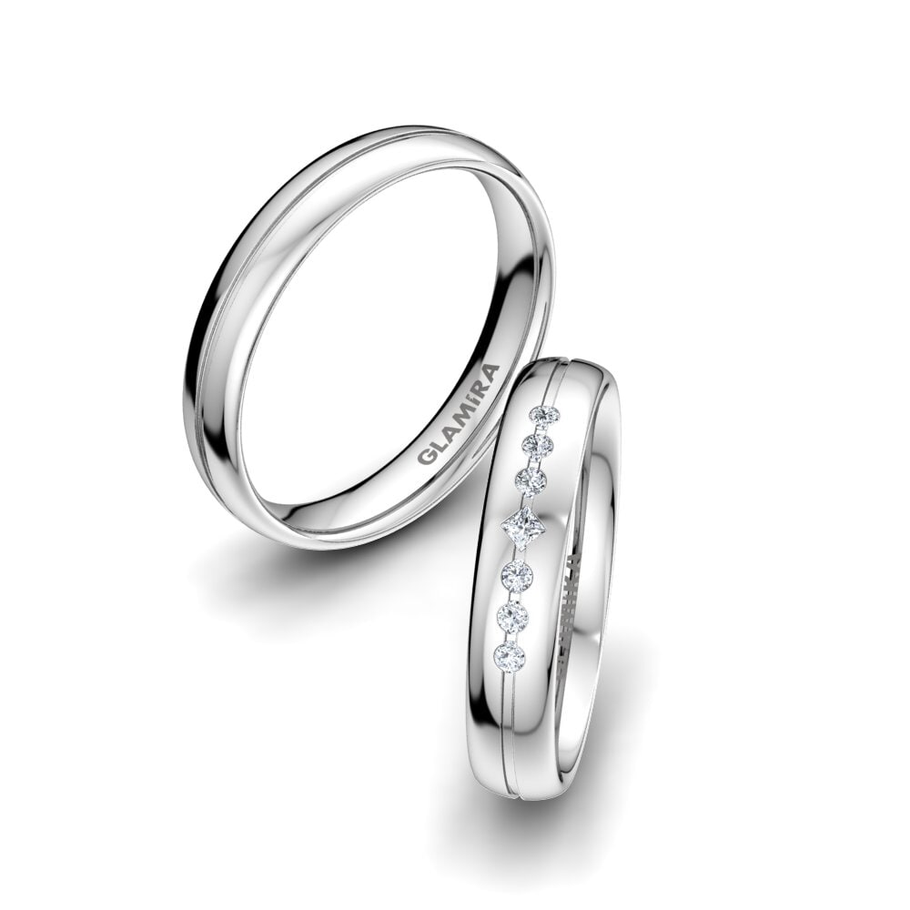 9ct White Gold Lab Grown Diamond Wedding Ring Authentic Line 4 mm