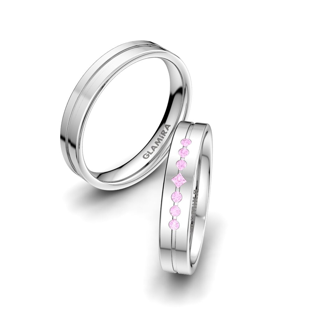 Pink Sapphire Wedding Ring Authentic Line 4 mm