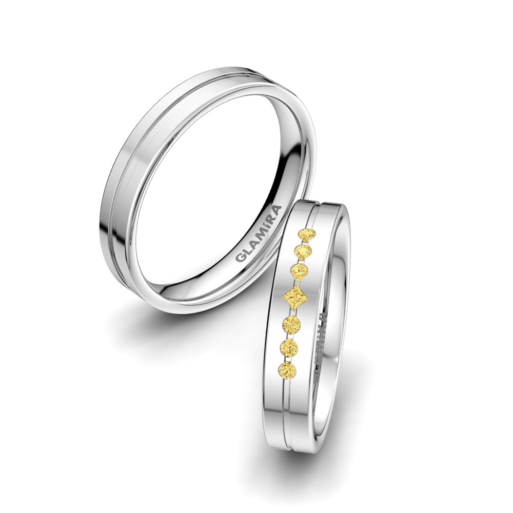 Gele Diamant Trouwring Authentic Line 4 mm