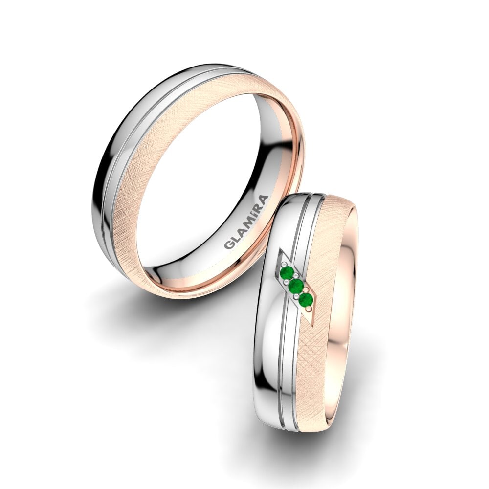 9k Oro Rosa & Blanco Esmeralda Anillo de boda Bright Aura 6 mm