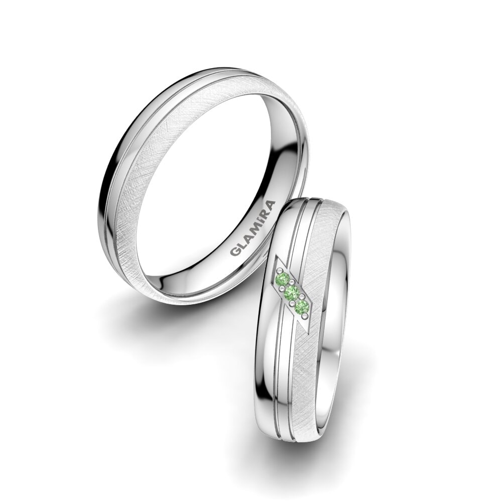 Green Diamond Wedding Ring Bright Aura 5 mm