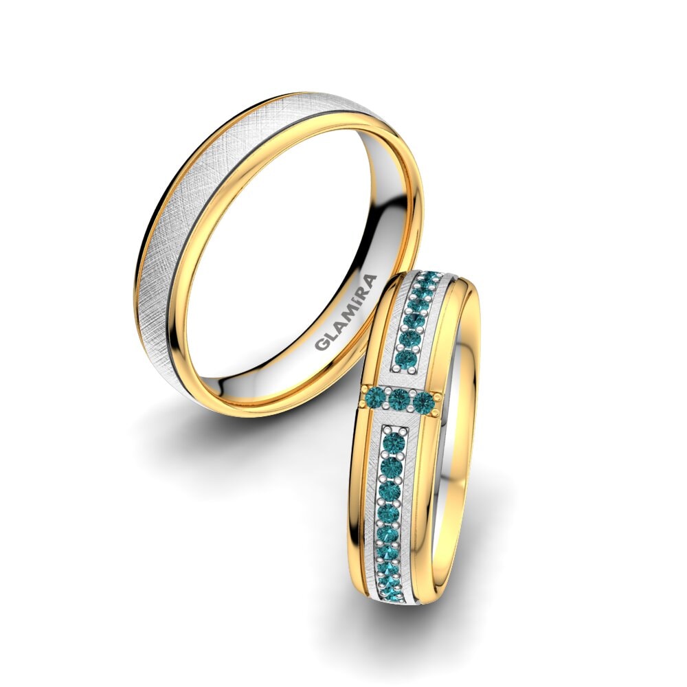 white_yellow-375 Diamante Azul Anel de Casamento Bright Core 5 mm