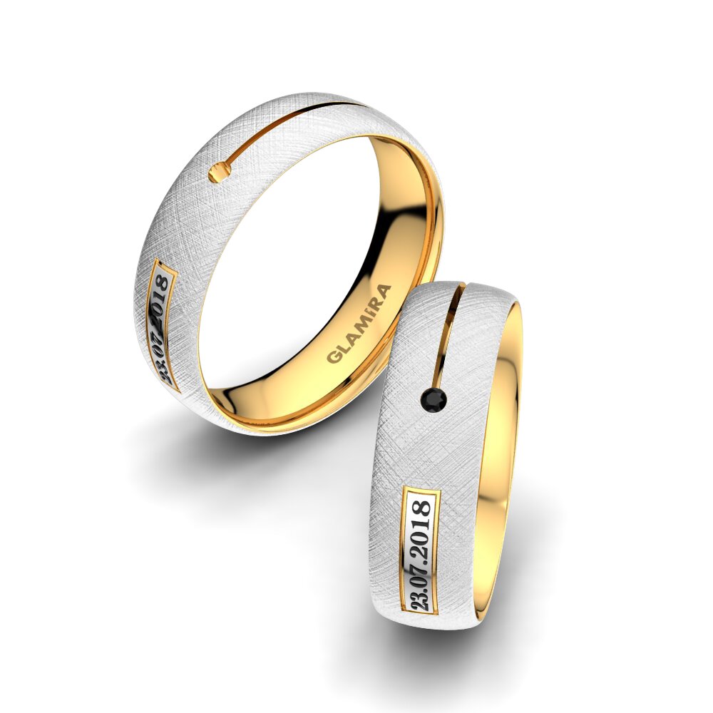 Diamante Negro Anillo de boda Alluring Night 6 mm