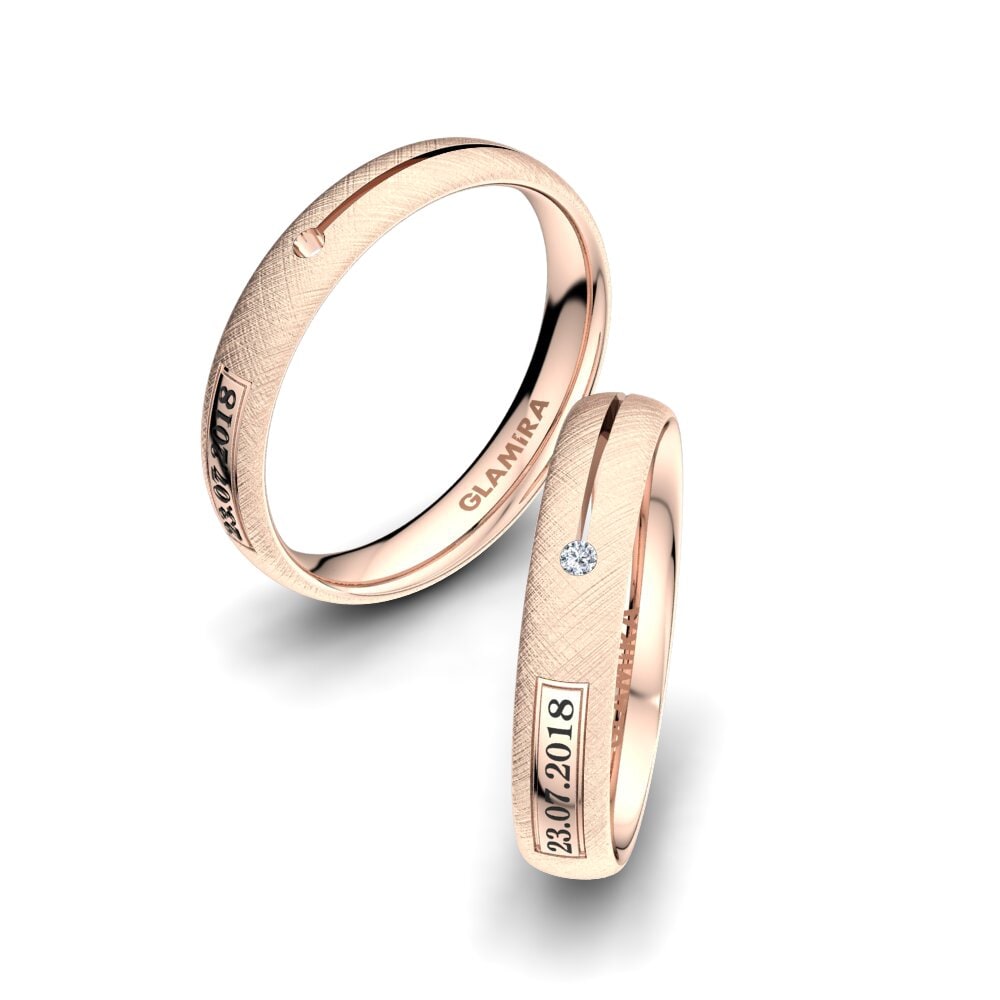 Or rose 14k Diamant Bague de Mariage Alluring Night 4 mm