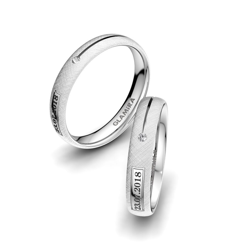 18ct White Gold White sapphire Wedding Ring Alluring Night 4 mm