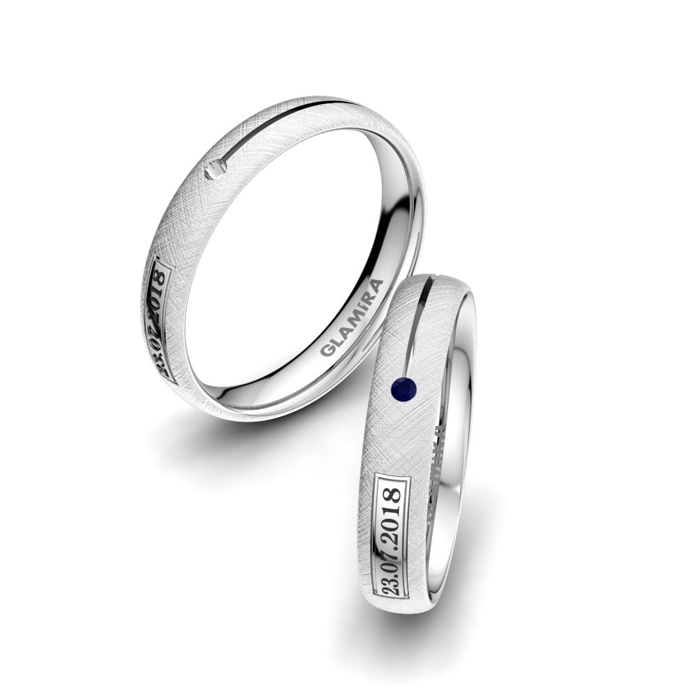18ct White Gold Sapphire Wedding Ring Alluring Night 4 mm