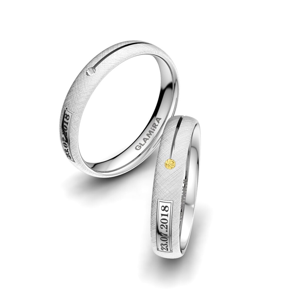 18ct White Gold Yellow Diamond Wedding Ring Alluring Night 4 mm