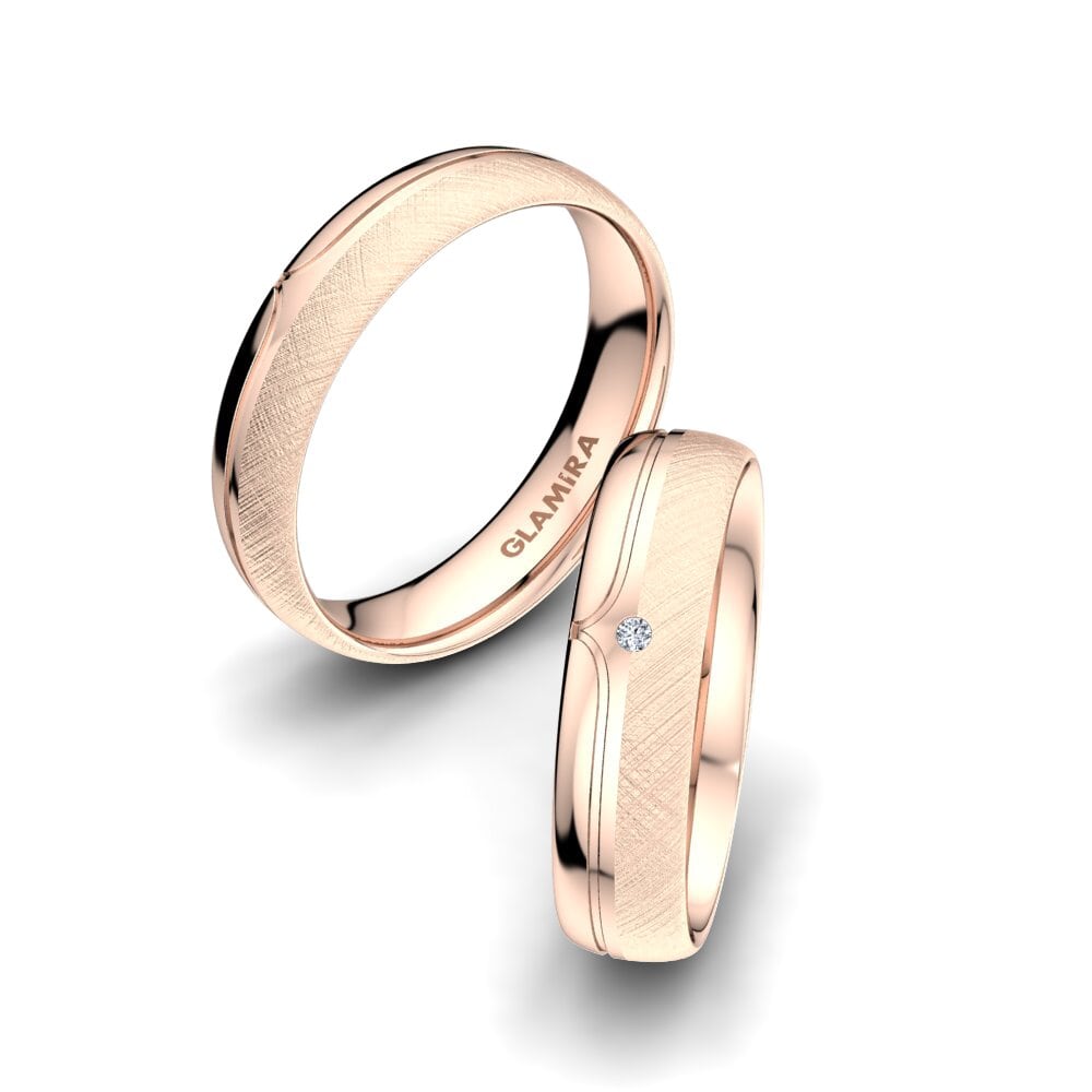 14ct Rose Gold Diamond Wedding Ring Bright Pattern 5 mm