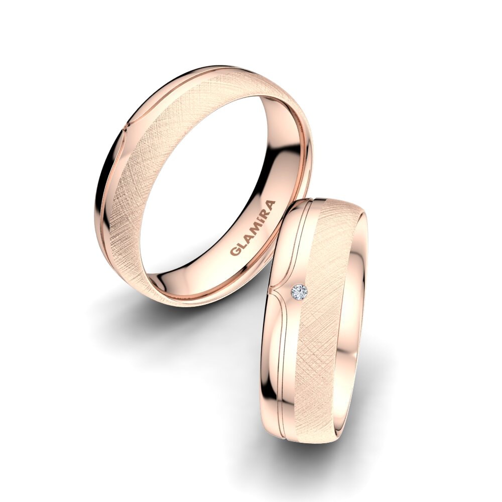 Or rose 14k Diamant Bague de Mariage Bright Pattern 6 mm