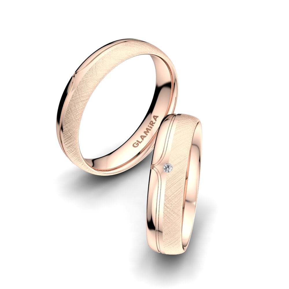 14ct Rose Gold White sapphire Wedding Ring Bright Pattern 5 mm