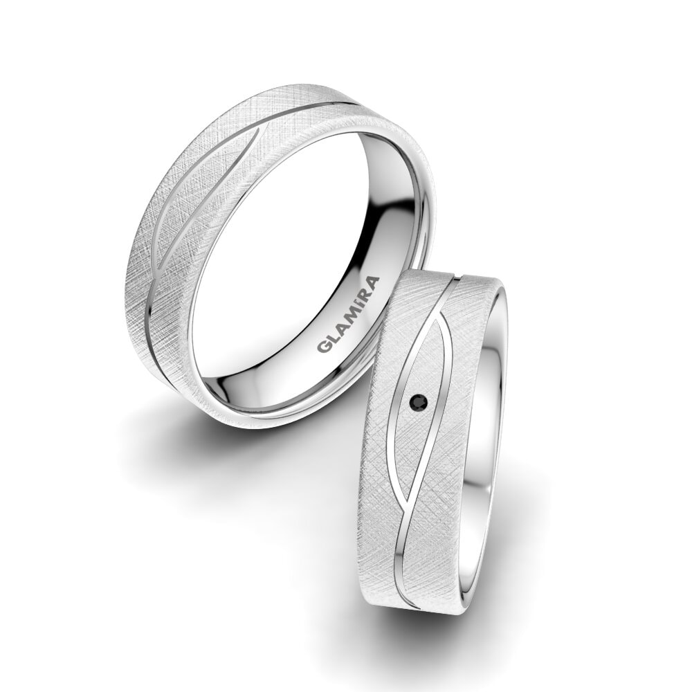 Zafiro negro Anillo de boda Bright Set 6 mm