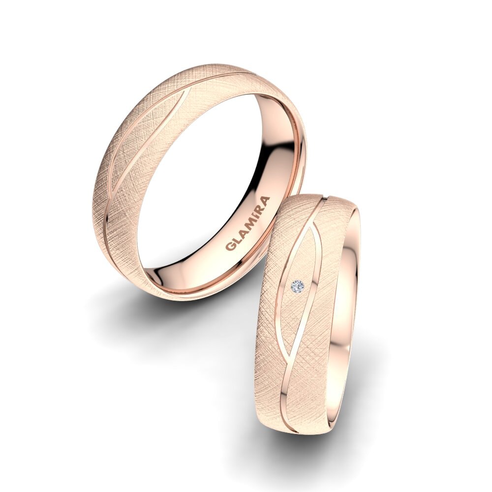 Or rose 14k Diamant Bague de Mariage Bright Set 6 mm
