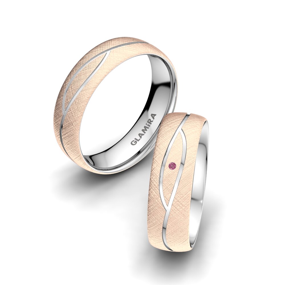 14k Oro Rosa & Blanco Granate Rodolita Bright Set 6 mm