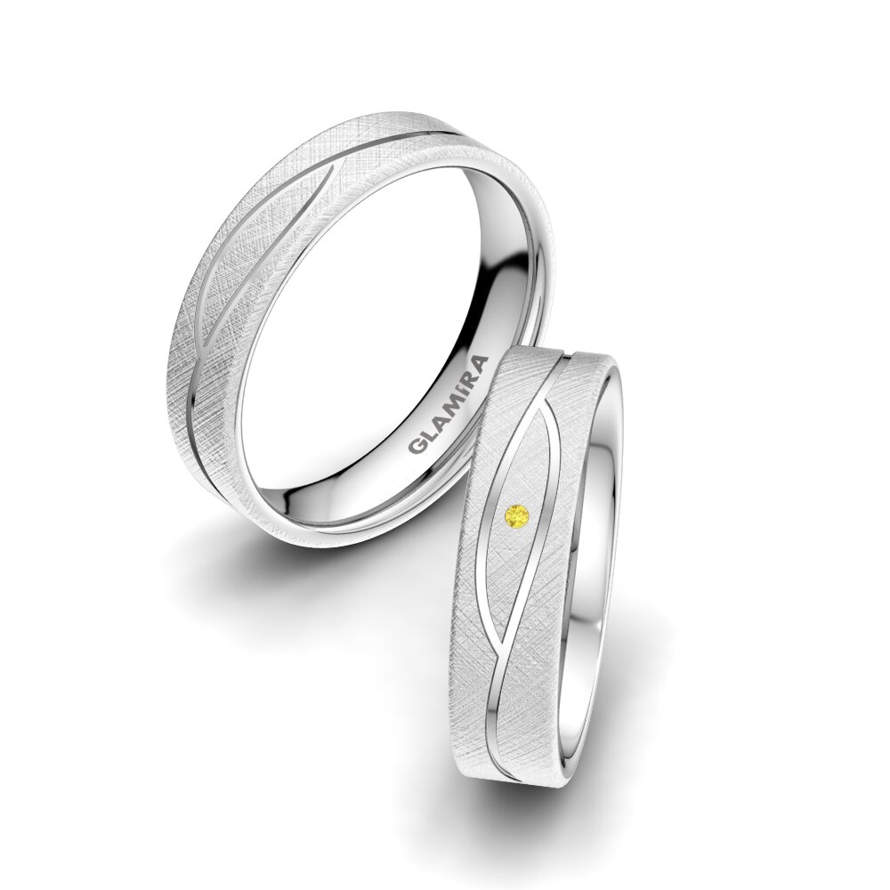Yellow Sapphire Wedding Ring Bright Set 5 mm