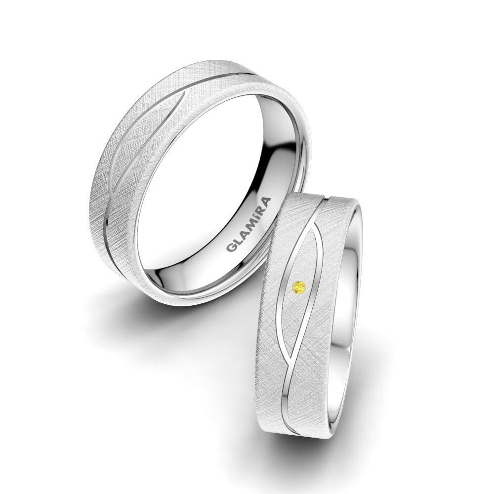 Yellow Sapphire Wedding Ring Bright Set 6 mm