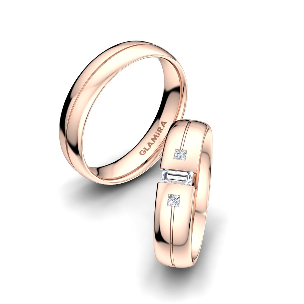 Or rose 14k Diamant Bague de Mariage Bright Shield 5 mm