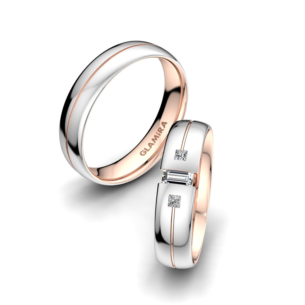 14ct White & Rose Gold Wedding Ring Bright Shield 5 mm