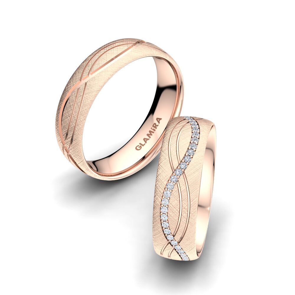 Or rose 14k Diamant Bague de Mariage Bright Sign 6 mm