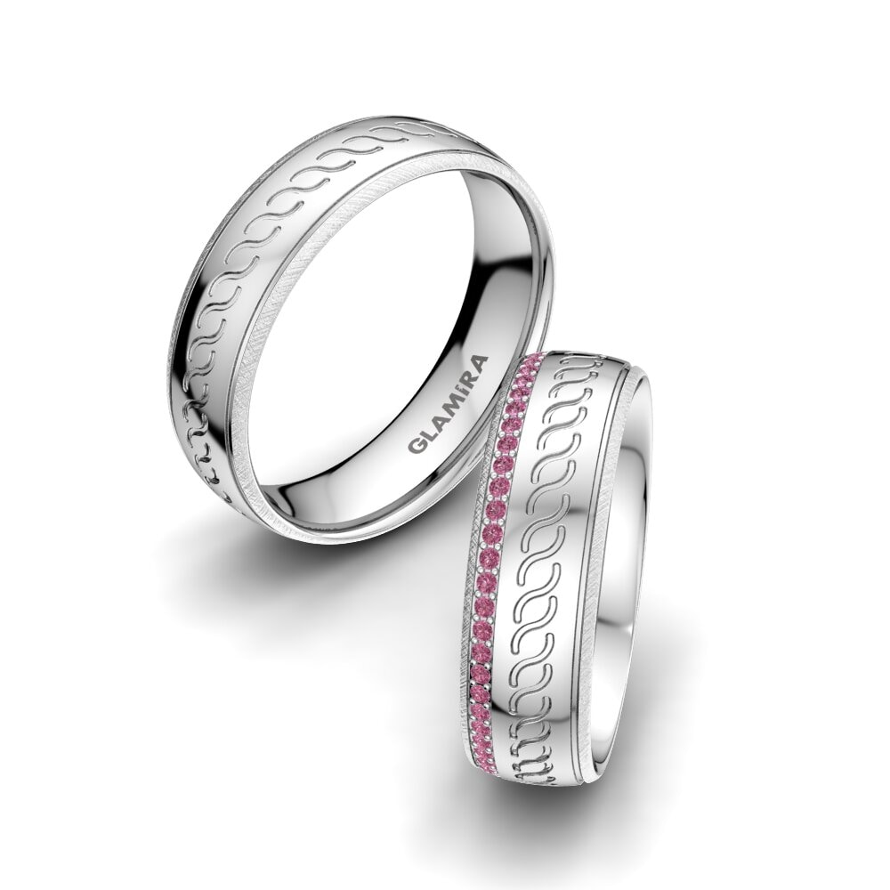Granate Rhodolite Anillo de boda Brilliant Beauty 6 mm